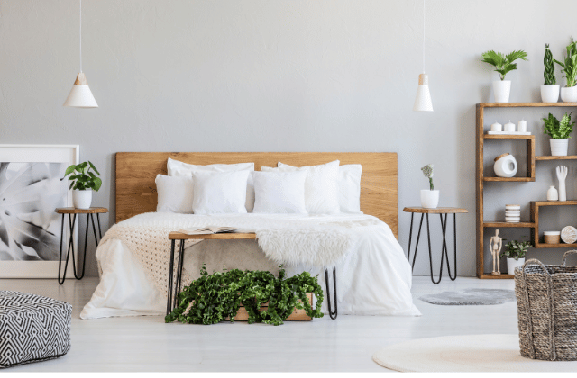 Porcelain tile flooring in a bedroom