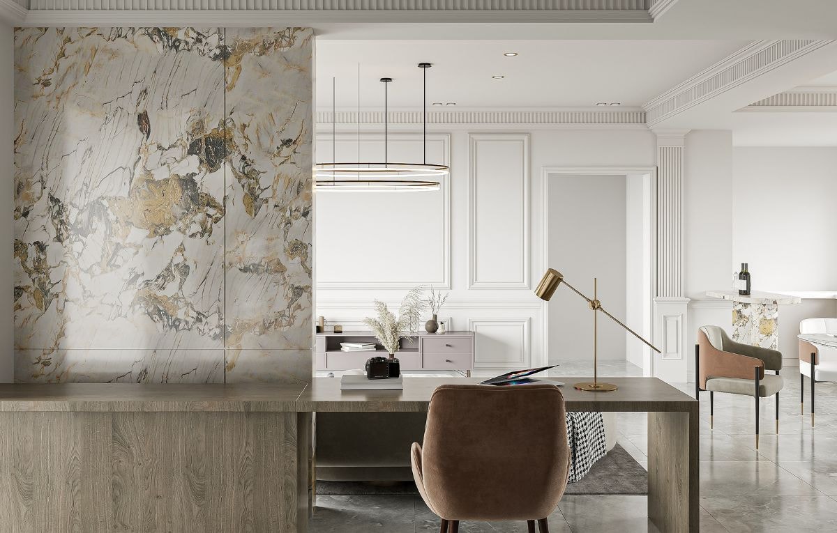 Use textured accent walls to add dimension to a space