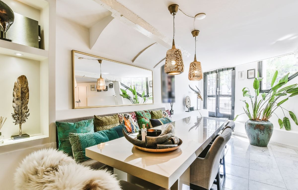 Square porcelain tiles work well in many spaces