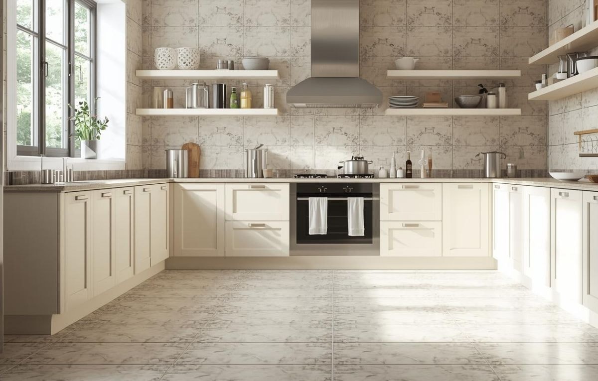 Tile drenching in a kitchen space