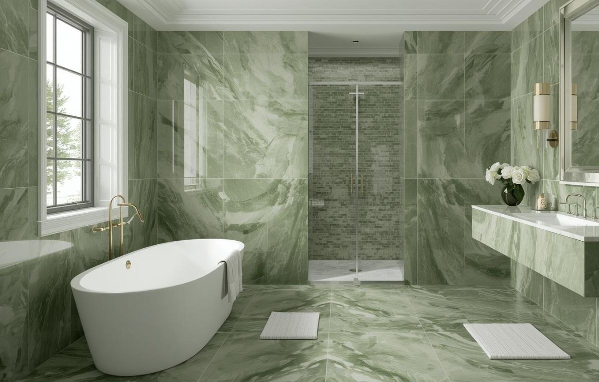 Color drenching for bathrooms
